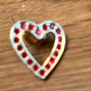 Avon Gold Heart-Shaped Brooch with Red Accents